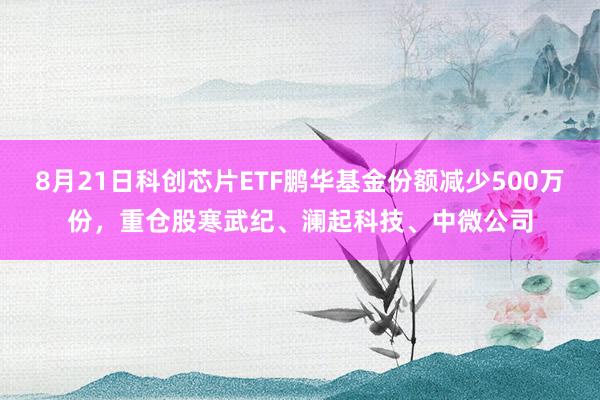8月21日科创芯片ETF鹏华基金份额减少500万份，重仓股寒武纪、澜起科技、中微公司