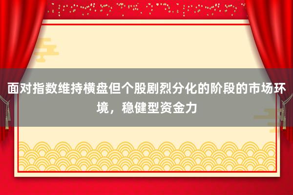 面对指数维持横盘但个股剧烈分化的阶段的市场环境，稳健型资金力