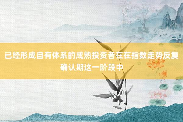 已经形成自有体系的成熟投资者在在指数走势反复确认期这一阶段中