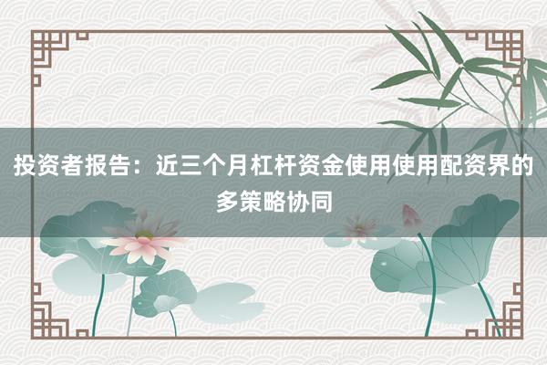 投资者报告：近三个月杠杆资金使用使用配资界的多策略协同