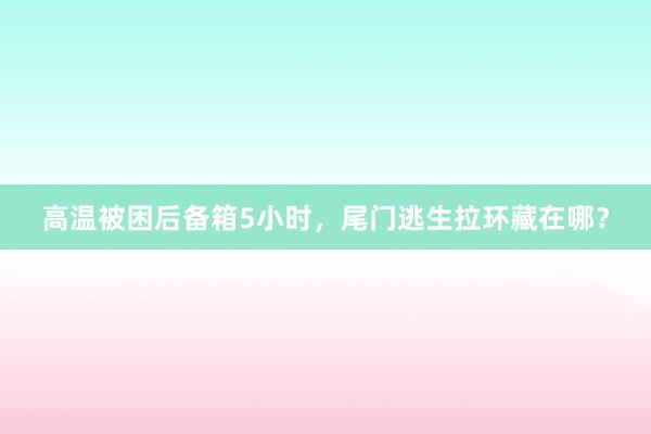高温被困后备箱5小时，尾门逃生拉环藏在哪？