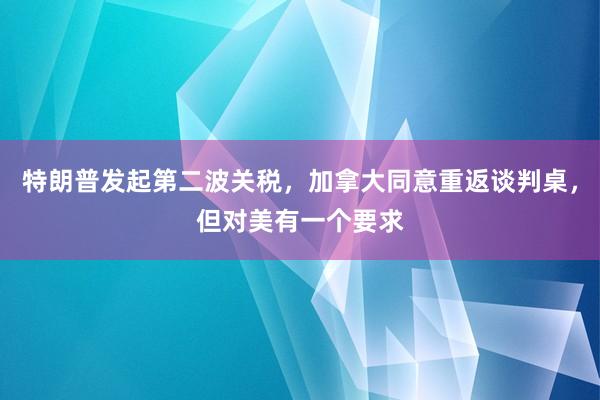 特朗普发起第二波关税，加拿大同意重返谈判桌，但对美有一个要求