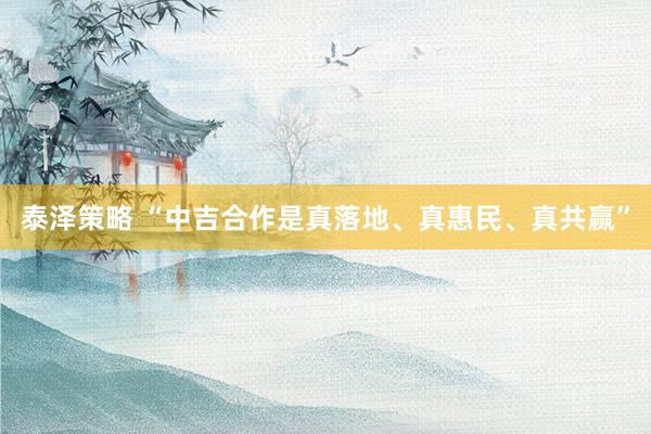 泰泽策略 “中吉合作是真落地、真惠民、真共赢”