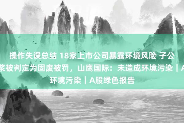 操作失误总结 18家上市公司暴露环境风险 子公司进口再生浆被判定为固废被罚，山鹰国际：未造成环境污染｜A股绿色报告