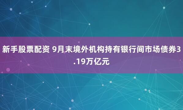 新手股票配资 9月末境外机构持有银行间市场债券3.19万亿元